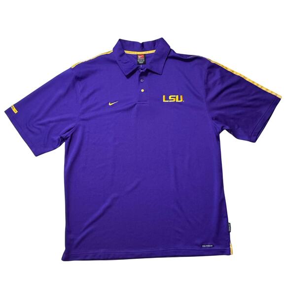 Nike LSU Nike Dri-FIT Game Day Geaux Tigers Golf Polo Purple Shirt Men's XL NWT - Picture 1 of 13